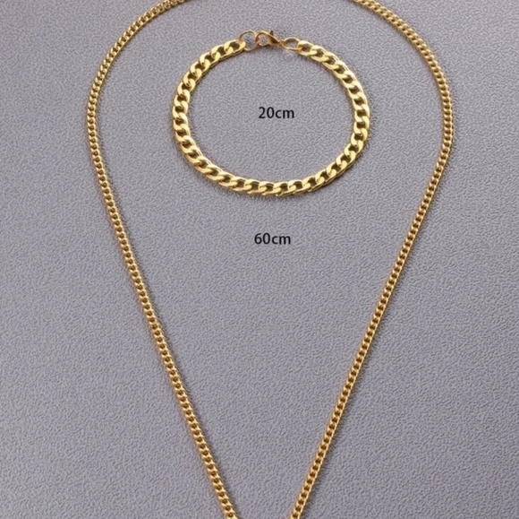 Gold Plated Necklace & Bracelet for Men & Women - Picture 3 of 3